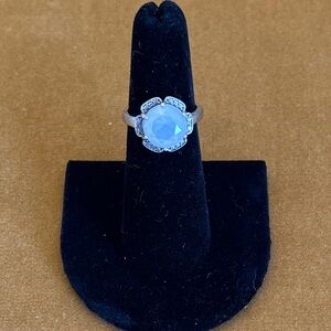 Silver Moonstone Flower Ring